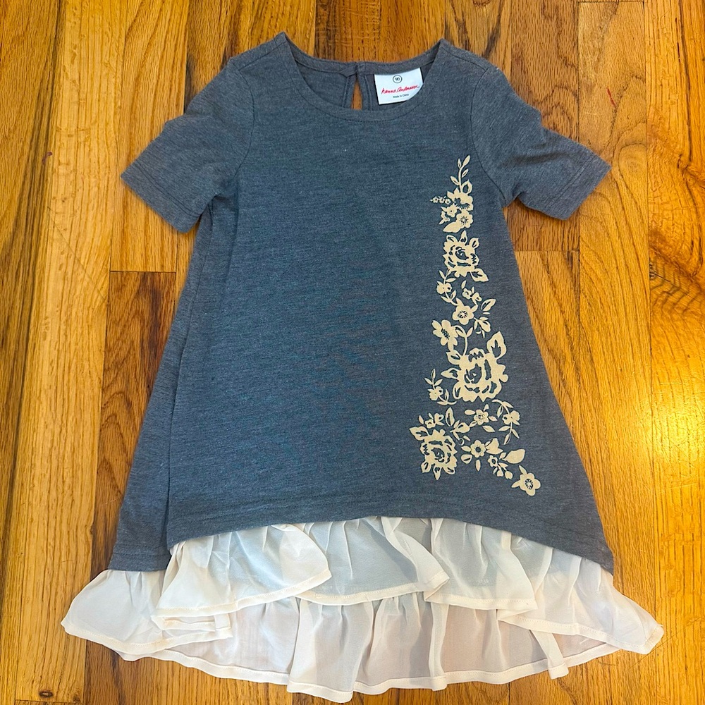 Hanna Andersson Grey Floral Dress Size 3T